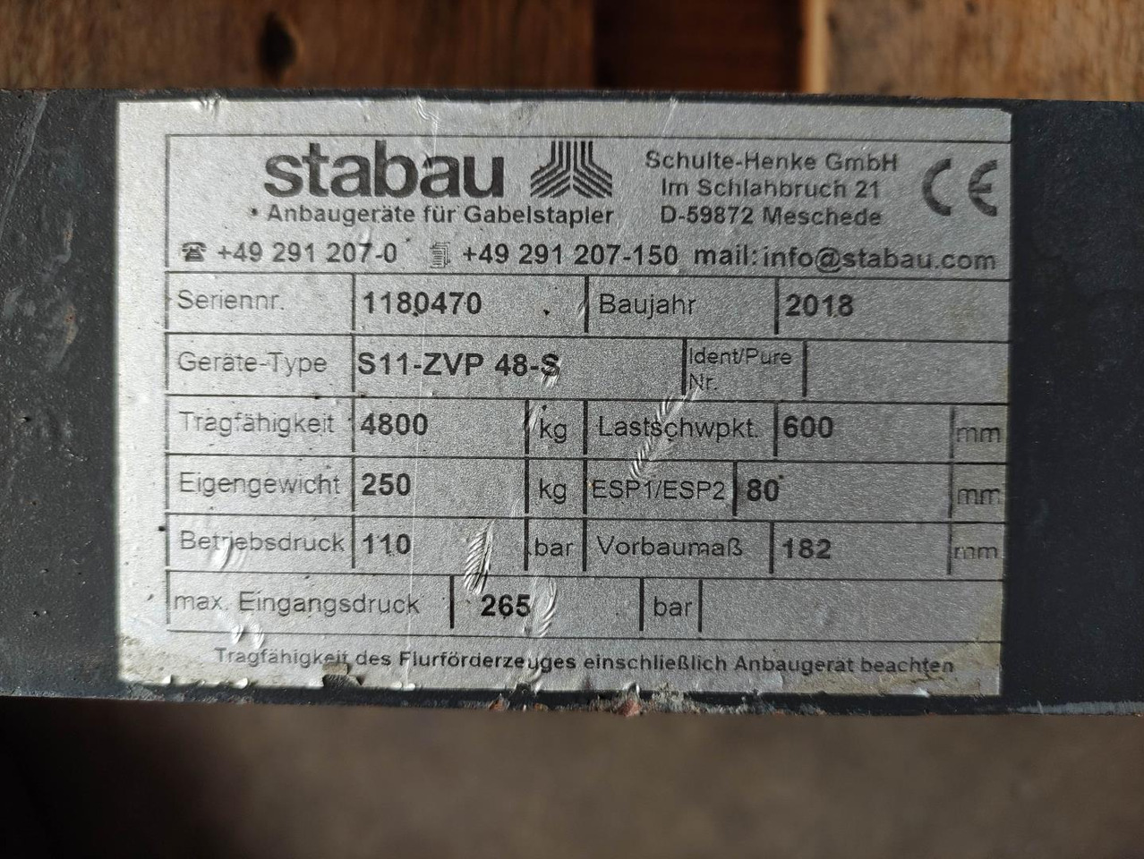 Stabau S11-ZVP 48 S - Garfos para Equipamento de movimentação: foto 5 Stabau S11-ZVP 48 S - Garfos para Equipamento de movimentação: foto 5