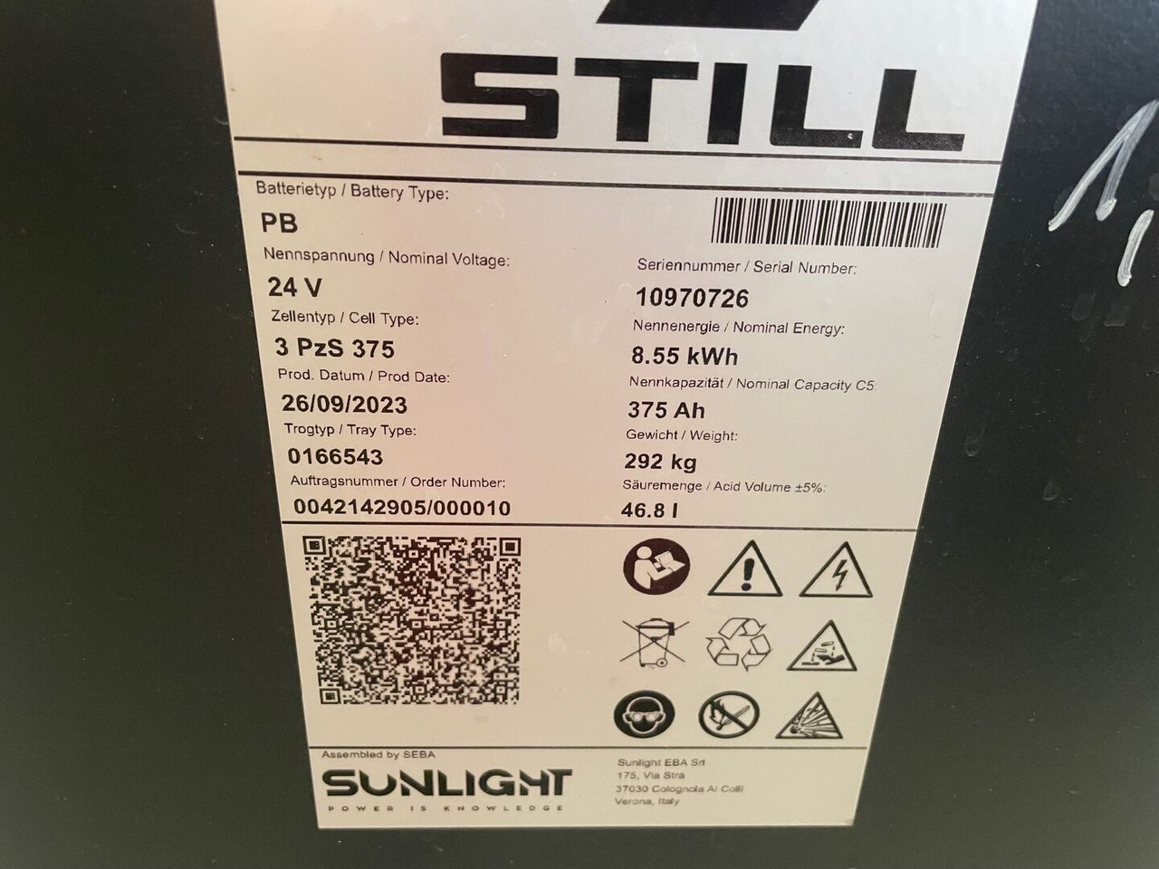 Sunlight I 24 Volt I 3 PzS 375 - Bateria automotiva para Equipamento de movimentação: foto 2 Sunlight I 24 Volt I 3 PzS 375 - Bateria automotiva para Equipamento de movimentação: foto 2