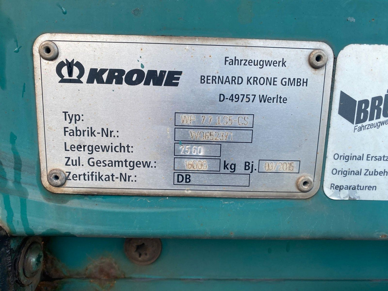 Krone WP 7.7. LS5-CS Wechselbrücke 7,82m - Semi-reboque transportador de contêineres/ Caixa móvel: foto 4 Krone WP 7.7. LS5-CS Wechselbrücke 7,82m - Semi-reboque transportador de contêineres/ Caixa móvel: foto 4