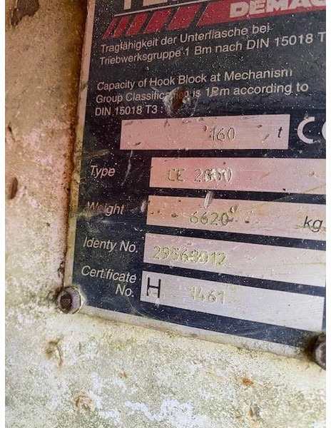 Terex Demag 160t hook block 5-sheave CC2800 / TC2800 - Grua para camião para Máquina de construção: foto 5 Terex Demag 160t hook block 5-sheave CC2800 / TC2800 - Grua para camião para Máquina de construção: foto 5