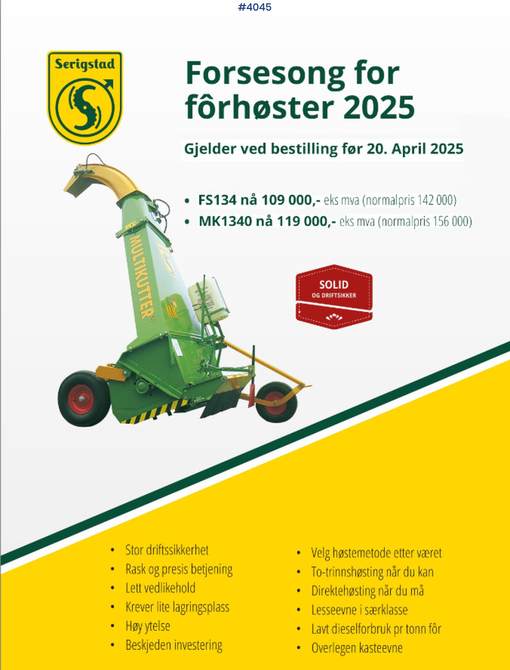 2025 Serigstad Forage harvester - Máquina para produção de feno: foto 1 2025 Serigstad Forage harvester - Máquina para produção de feno: foto 1