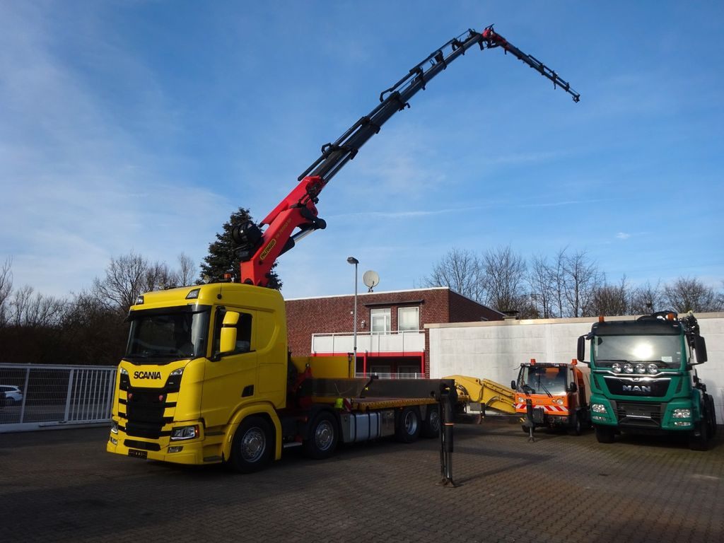Scania R500 V8 + PK 72002 + JIB + Seilwinde 8x2 - Camião grua, Camião de caixa aberta/ Plataforma: foto 1 Scania R500 V8 + PK 72002 + JIB + Seilwinde 8x2 - Camião grua, Camião de caixa aberta/ Plataforma: foto 1