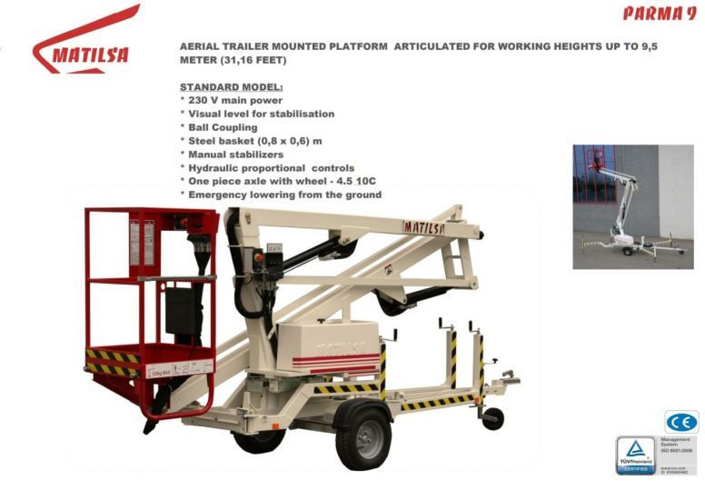 Plataforma de elevaçao rebocável novo Matilsa Parma 9 fabrycznie nowy podnośnik koszowy na przyczepie: foto 14