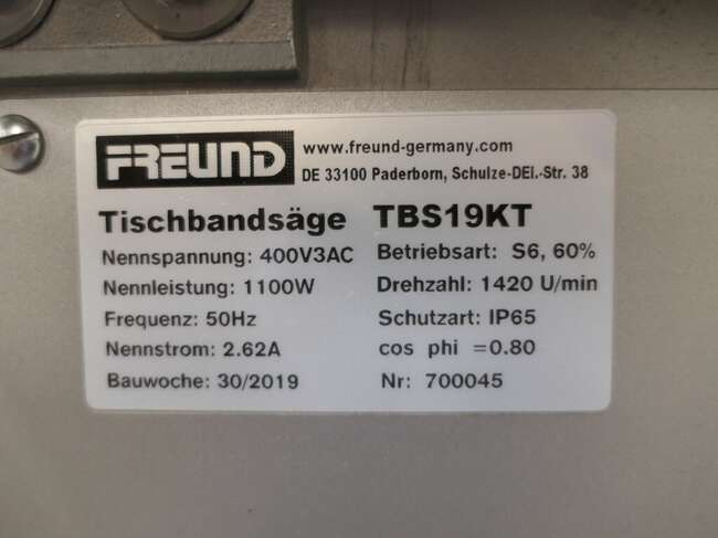 Equipamento de processamento de alimentos novo Freund / Ifooma bandsaw TBS19KT: foto 6