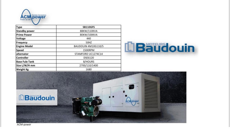 Baudouin SB110GFS - Gerador elétrico: foto 2 Baudouin SB110GFS - Gerador elétrico: foto 2