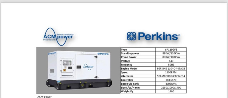 Perkins SP110GFS - Gerador elétrico: foto 2 Perkins SP110GFS - Gerador elétrico: foto 2