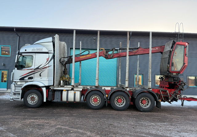 Mercedes-BenzArocs 8x4 Nosturilla! - Camião de transporte de madeira, Camião grua: foto 2 Mercedes-BenzArocs 8x4 Nosturilla! - Camião de transporte de madeira, Camião grua: foto 2