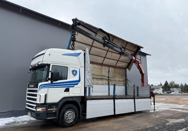 Camião de caixa aberta/ Plataforma, Camião grua Scania144G 6x2 *Juuri Katsastettu*: foto 1