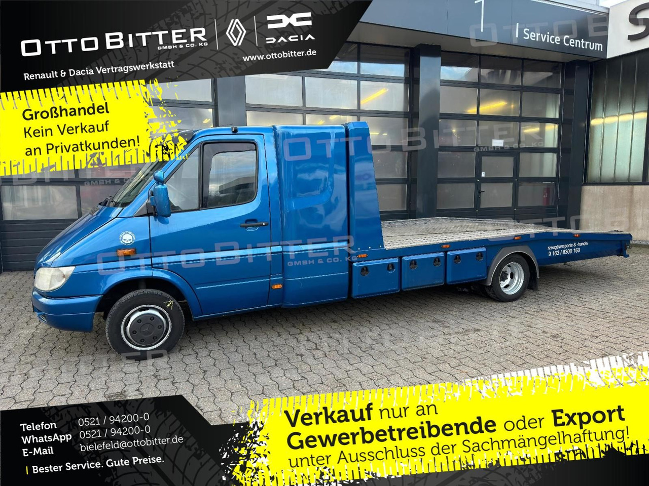 Mercedes-Benz Sprinter 2.7 CDI ABSCHLEPPWAGEN SCHLAFKABINE - Camião transporte de veículos: foto 1 Mercedes-Benz Sprinter 2.7 CDI ABSCHLEPPWAGEN SCHLAFKABINE - Camião transporte de veículos: foto 1