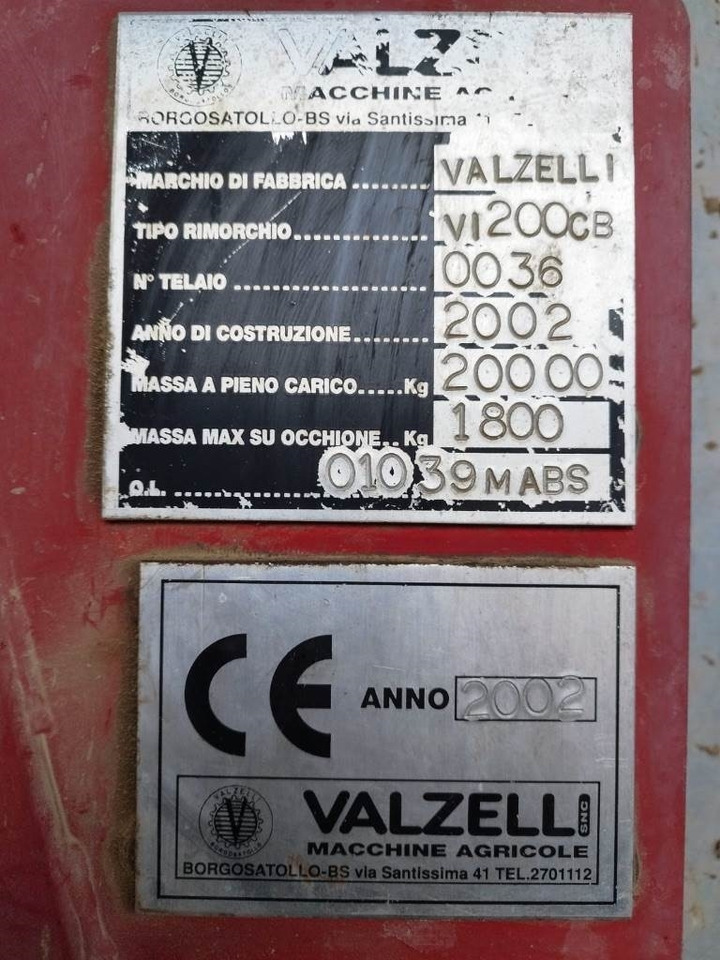 Valzelli 200 cb - Reboque agrícola: foto 5 Valzelli 200 cb - Reboque agrícola: foto 5