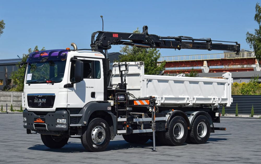 MAN TGS 33.360 / 6x4 / HDS HIAB 122 E-2 HIDUO / STEROWANIE RADIOWE / WYWROTKA / HYDROBURTA / AUTOMAT / KLIMA / TEMPOMAT / KAMERA COFANIA / SPROWADZONY - Camião basculante: foto 1 MAN TGS 33.360 / 6x4 / HDS HIAB 122 E-2 HIDUO / STEROWANIE RADIOWE / WYWROTKA / HYDROBURTA / AUTOMAT / KLIMA / TEMPOMAT / KAMERA COFANIA / SPROWADZONY - Camião basculante: foto 1