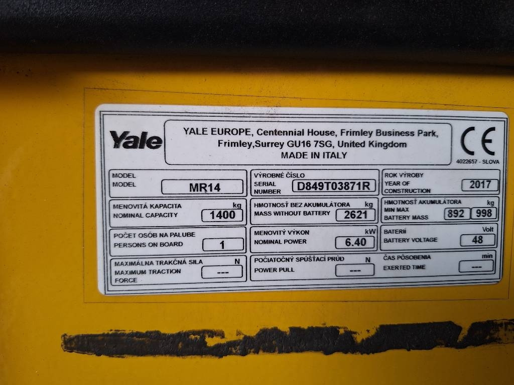 Empilhador retráctil Yale MR 14: foto 6
