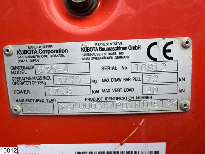 Máquina de construção Kubota U 36 17,8 kW, 1.794 hours: foto 9