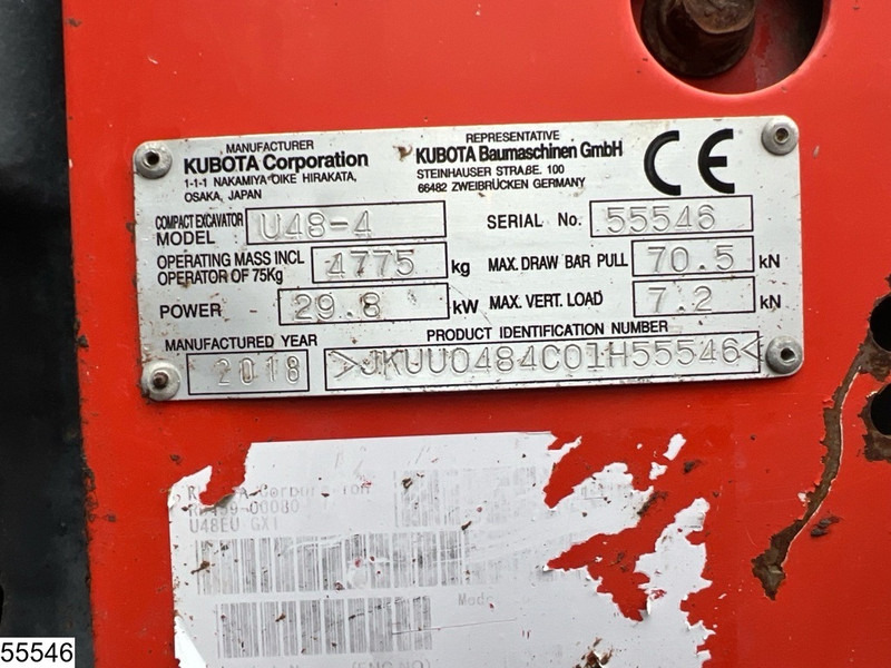 Kubota U 48 29,8KW, 1 bucket, 3681h - Máquina de construção: foto 5 Kubota U 48 29,8KW, 1 bucket, 3681h - Máquina de construção: foto 5