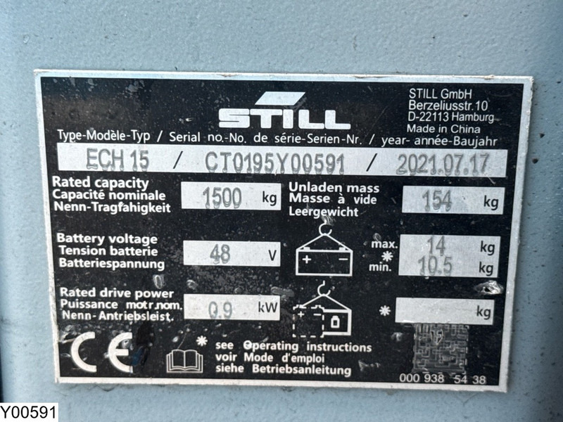 Still ECH 15 1500 kg, 0.19 m, Electric, 278 hours - Porta-palete: foto 5 Still ECH 15 1500 kg, 0.19 m, Electric, 278 hours - Porta-palete: foto 5