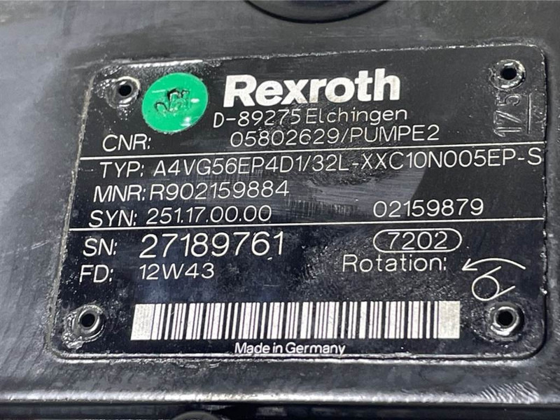 Bomag -Rexroth A4VG56EP4D1/32L-Drive pump/Fahrpumpe - Hidráulica para Máquina de construção: foto 4 Bomag -Rexroth A4VG56EP4D1/32L-Drive pump/Fahrpumpe - Hidráulica para Máquina de construção: foto 4
