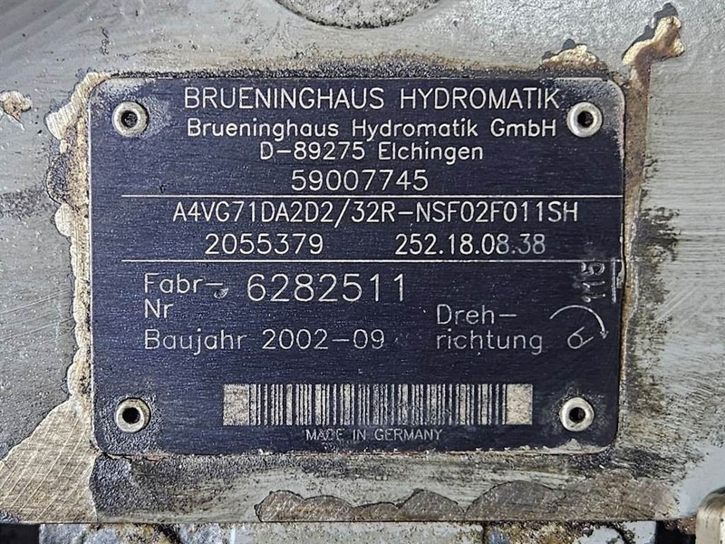 Brueninghaus Hydromatik A4VG71DA2D2/32R-Drive pump/Fahrpumpe - Hidráulica para Máquina de construção: foto 4 Brueninghaus Hydromatik A4VG71DA2D2/32R-Drive pump/Fahrpumpe - Hidráulica para Máquina de construção: foto 4