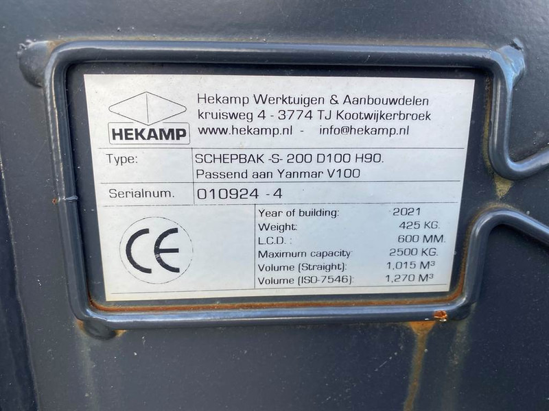 Terex Schaeff Ø50MM-Hekamp SCHEPBAK-S-200 D100 H90-Bucket - Balde para Máquina de construção: foto 2 Terex Schaeff Ø50MM-Hekamp SCHEPBAK-S-200 D100 H90-Bucket - Balde para Máquina de construção: foto 2