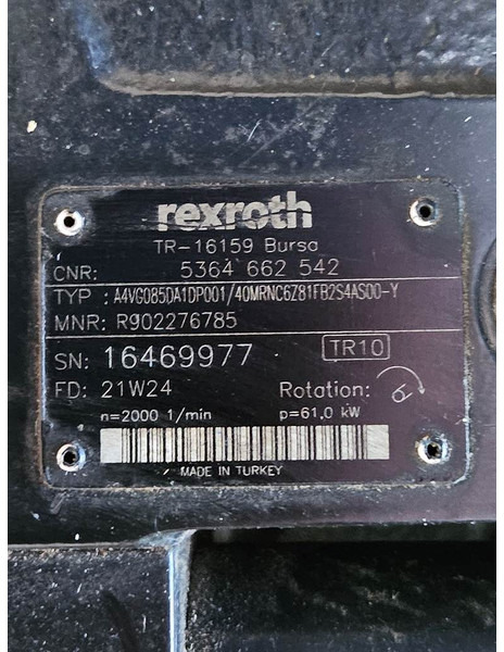Yanmar V120-Rexroth A4VG085-Drive pump/Fahrpumpe/Rijpomp - Hidráulica para Máquina de construção: foto 5 Yanmar V120-Rexroth A4VG085-Drive pump/Fahrpumpe/Rijpomp - Hidráulica para Máquina de construção: foto 5