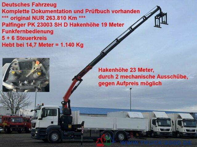 MAN TGS 26.420 Palfinger Pk23002SH 19m H.Höhe 263TKM - Camião grua, Camião de caixa aberta/ Plataforma: foto 1 MAN TGS 26.420 Palfinger Pk23002SH 19m H.Höhe 263TKM - Camião grua, Camião de caixa aberta/ Plataforma: foto 1