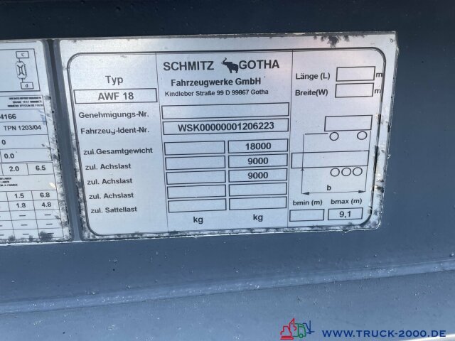 Schmitz Cargobull AWF 18 BDF SAF Achsen Scheibenbremsen - Reboque transportador de contêineres/ Caixa móvel: foto 4 Schmitz Cargobull AWF 18 BDF SAF Achsen Scheibenbremsen - Reboque transportador de contêineres/ Caixa móvel: foto 4