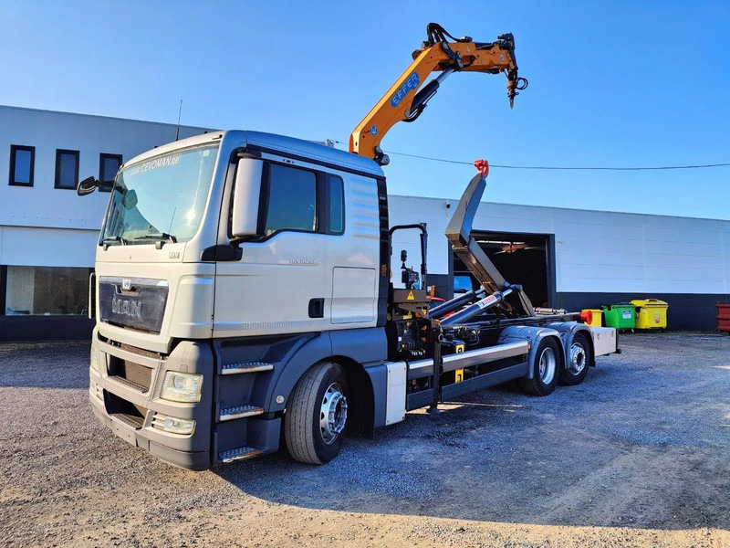 MAN TGX 26.400 6x2 Euro5 Container LEEBUR + Crane Effer 145 - Camião polibenne, Camião grua: foto 1 MAN TGX 26.400 6x2 Euro5 Container LEEBUR + Crane Effer 145 - Camião polibenne, Camião grua: foto 1