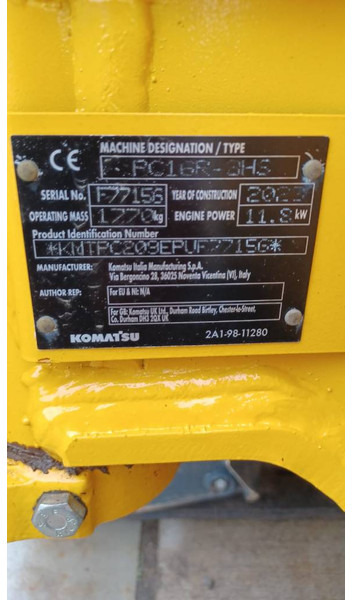 Komatsu PC16R-3HS - Mini escavadeira: foto 2 Komatsu PC16R-3HS - Mini escavadeira: foto 2
