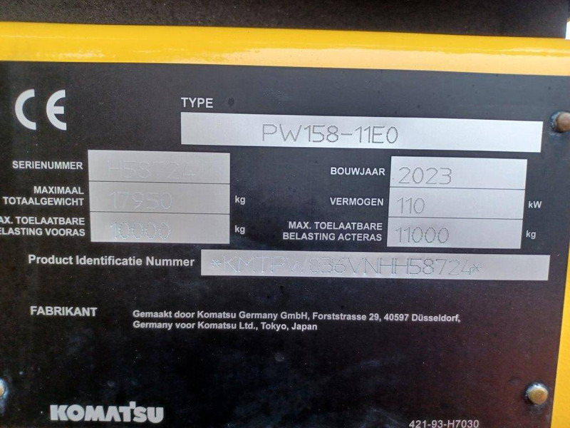 Komatsu PW158-11E0 - Escavadeira de rodas: foto 2 Komatsu PW158-11E0 - Escavadeira de rodas: foto 2