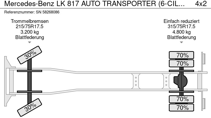 Camião transporte de veículos Mercedes-Benz LK 817 AUTO TRANSPORTER (6-CILINDER / FULL STEEL SUSPENSION / MANUAL GEARBOX / WINCH / ETC.): foto 18 Camião transporte de veículos Mercedes-Benz LK 817 AUTO TRANSPORTER (6-CILINDER / FULL STEEL SUSPENSION / MANUAL GEARBOX / WINCH / ETC.): foto 18