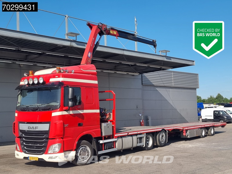 DAF XF 440 6X2 NL-combi Transporter HMF 900-K2 Kran Winch Lift-Lenkachse Euro 6 - Camião de caixa aberta/ Plataforma, Camião grua: foto 1 DAF XF 440 6X2 NL-combi Transporter HMF 900-K2 Kran Winch Lift-Lenkachse Euro 6 - Camião de caixa aberta/ Plataforma, Camião grua: foto 1