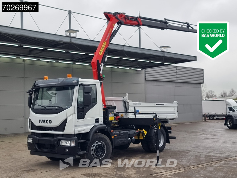 Iveco Eurocargo 180E320 4X2 Steelsuspension 3-Seiten Palfinger PK12.501 Euro 6 - Camião basculante, Camião grua: foto 1 Iveco Eurocargo 180E320 4X2 Steelsuspension 3-Seiten Palfinger PK12.501 Euro 6 - Camião basculante, Camião grua: foto 1