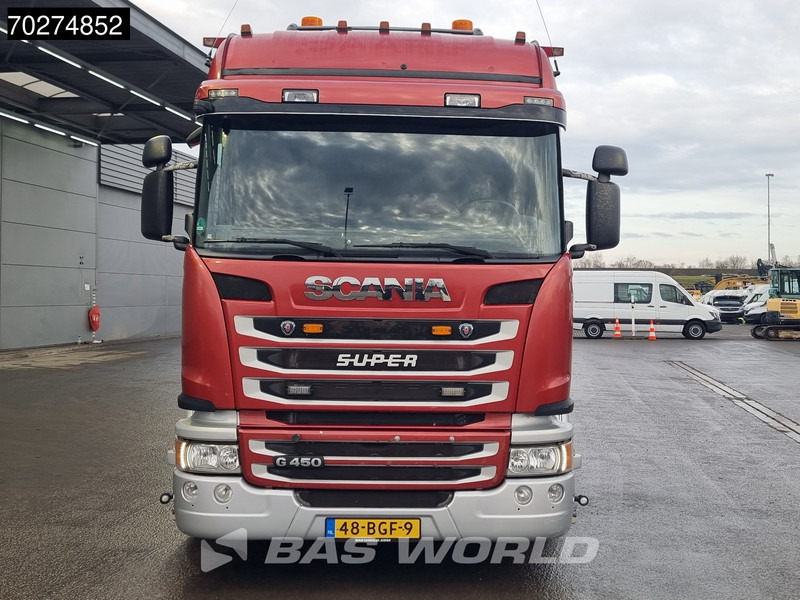 Camião de caixa aberta/ Plataforma, Camião grua Scania G450 8X2 NL-Truck Hiab X-HIPRO 1058EP-6 Kran Front stab Retarder Euro 6: foto 15