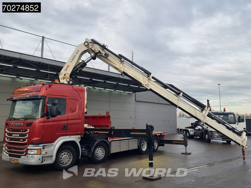Camião de caixa aberta/ Plataforma, Camião grua Scania G450 8X2 NL-Truck Hiab X-HIPRO 1058EP-6 Kran Front stab Retarder Euro 6: foto 5