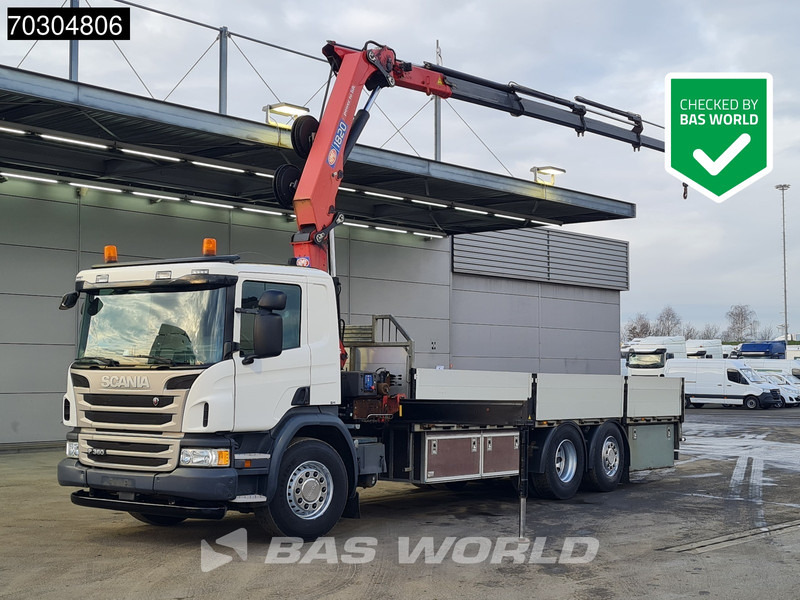 Scania P360 P 6X2 HMF 1820-K4 Kran Crane Lift+Steering Axle Air suspension Euro 6 - Camião de caixa aberta/ Plataforma, Camião grua: foto 1 Scania P360 P 6X2 HMF 1820-K4 Kran Crane Lift+Steering Axle Air suspension Euro 6 - Camião de caixa aberta/ Plataforma, Camião grua: foto 1
