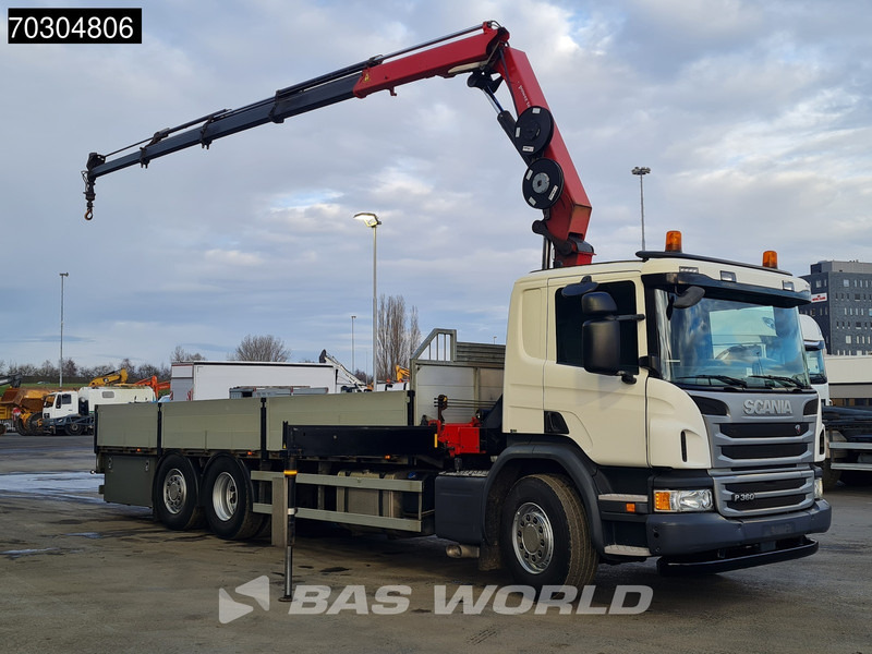 Scania P360 P 6X2 HMF 1820-K4 Kran Crane Lift+Steering Axle Air suspension Euro 6 - Camião de caixa aberta/ Plataforma, Camião grua: foto 3 Scania P360 P 6X2 HMF 1820-K4 Kran Crane Lift+Steering Axle Air suspension Euro 6 - Camião de caixa aberta/ Plataforma, Camião grua: foto 3