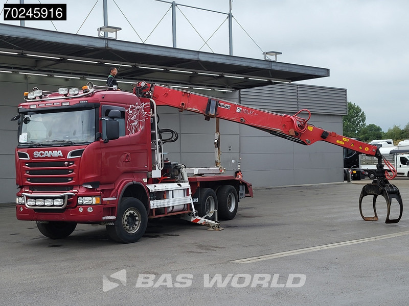 Camião de transporte de madeira, Camião grua Scania R580 6X4 Jonsered J28505 83 wood Crane Holztransport Steel-suspension Retarder Euro 6: foto 7