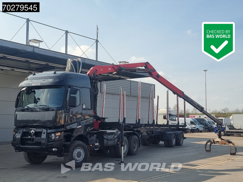 Renault K 520 6X6 6x6 Big-Axle Steelsuspension Holz Kran Palfinger Q180Z96 Optibrake+ Drumbrakes - Tractor: foto 1 Renault K 520 6X6 6x6 Big-Axle Steelsuspension Holz Kran Palfinger Q180Z96 Optibrake+ Drumbrakes - Tractor: foto 1