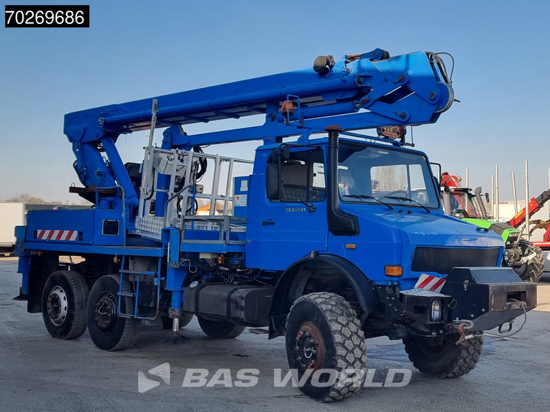 Camião grua Unimog U2450L 6X6 Unimog Engin EGI TP 226 hubarbeitsbühne Manual Euro 2: foto 16