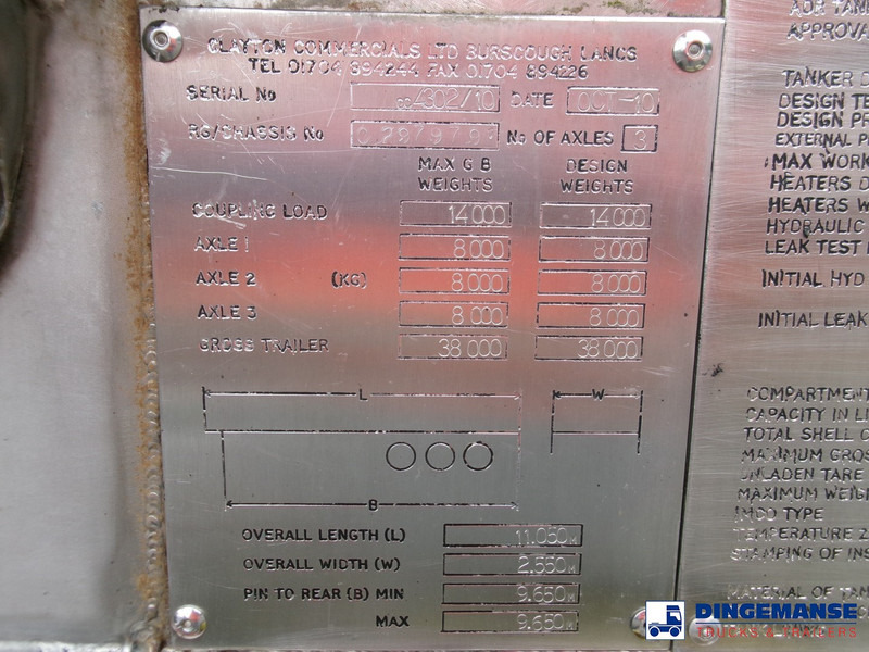 Semi-reboque cisterna Clayton Chemical tank inox 18 m3 / 1 comp: foto 18