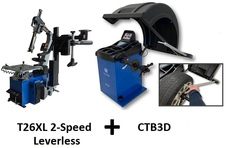 26 Inch leverless tyre changer with airbooster + fully automatic wheel balancer - Equipamento para oficina: foto 1 26 Inch leverless tyre changer with airbooster + fully automatic wheel balancer - Equipamento para oficina: foto 1