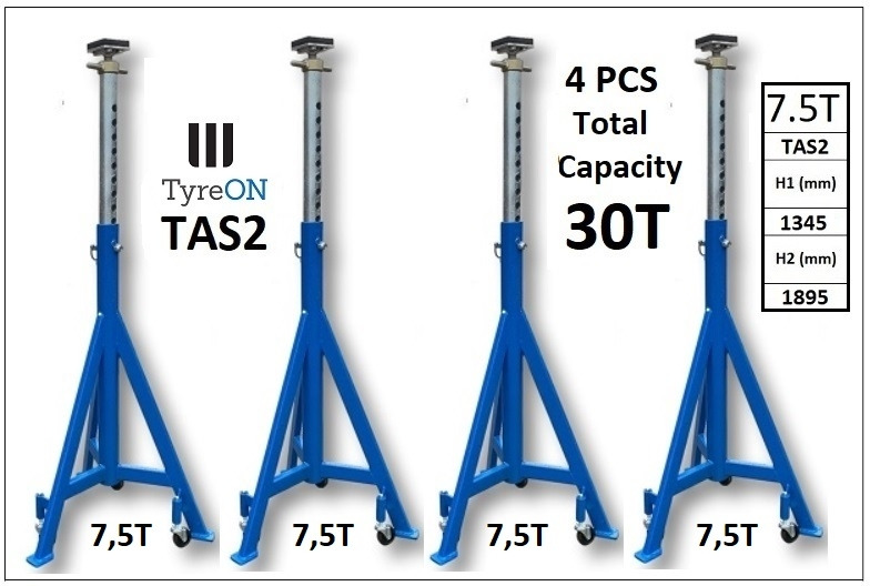 4 pieces TAS2 7.5T mobile axle supports 1345-1895 mm - Equipamento para oficina: foto 1 4 pieces TAS2 7.5T mobile axle supports 1345-1895 mm - Equipamento para oficina: foto 1