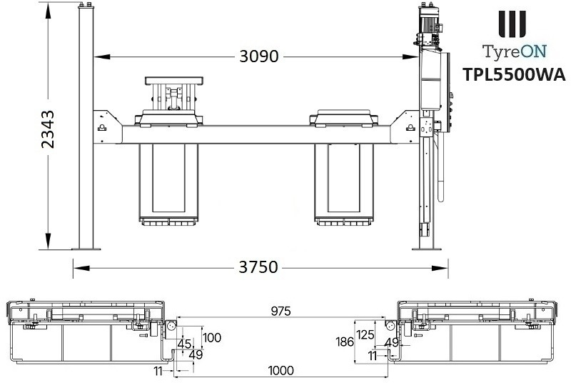 Equipamento para oficina TPL5500WA 4 post alignment lift - 5.6 meter runways - Fully integrated free wheels lifting system - 5.5T: foto 6 Equipamento para oficina TPL5500WA 4 post alignment lift - 5.6 meter runways - Fully integrated free wheels lifting system - 5.5T: foto 6