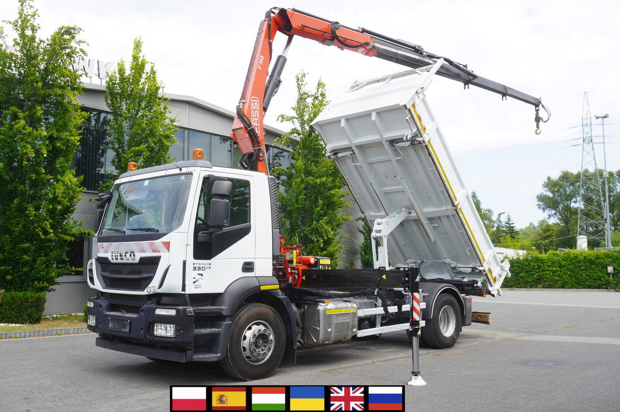 IVECO STRALIS 330 E6 / FASSI 195A 8.5 T / 3-side tipper - Camião basculante, Camião grua: foto 1 IVECO STRALIS 330 E6 / FASSI 195A 8.5 T / 3-side tipper - Camião basculante, Camião grua: foto 1