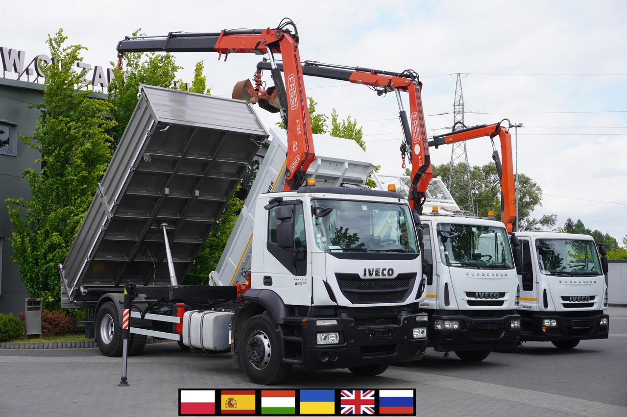 IVECO Stralis 310 E6 / NEW 3-sided tipper / Fassi F135 crane with remote control - Camião de caixa aberta/ Plataforma, Camião grua: foto 1 IVECO Stralis 310 E6 / NEW 3-sided tipper / Fassi F135 crane with remote control - Camião de caixa aberta/ Plataforma, Camião grua: foto 1