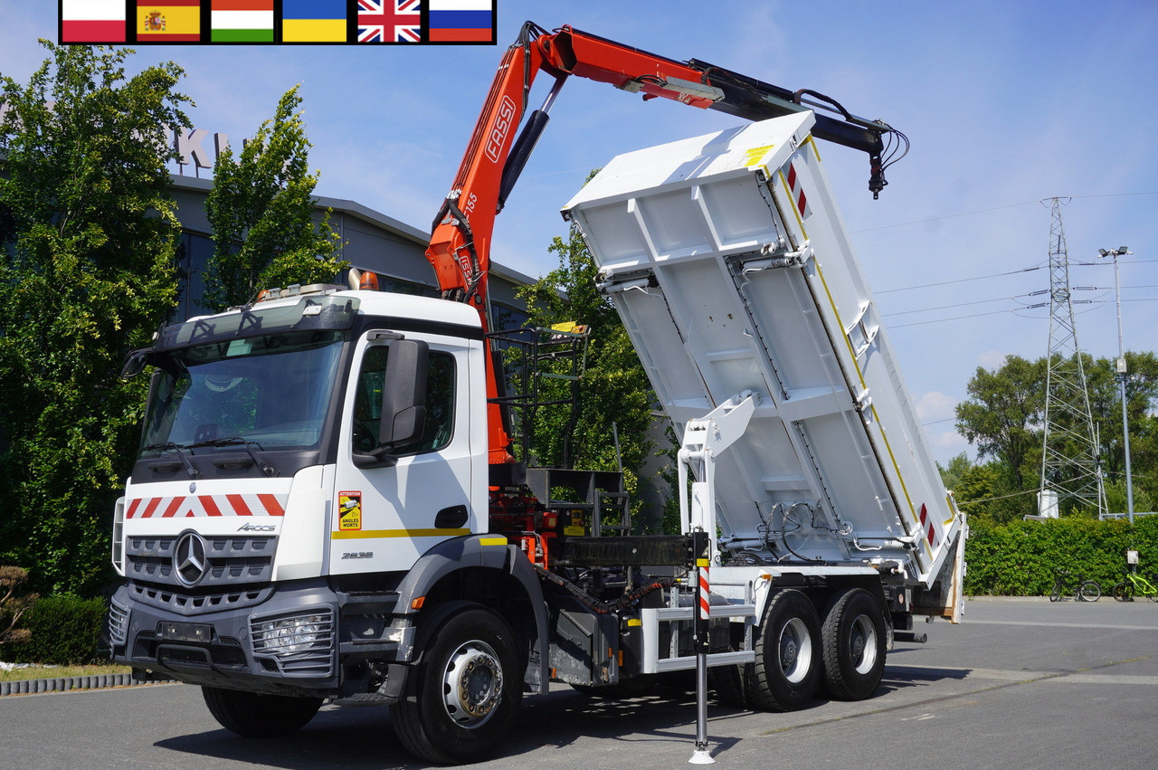 MERCEDES-BENZ AROCS 2636 / Fassi F155A.0.22 crane 6t / 120 tho. km / 3-sided dump truck / 2 x Bordmatic - Camião basculante, Camião grua: foto 1 MERCEDES-BENZ AROCS 2636 / Fassi F155A.0.22 crane 6t / 120 tho. km / 3-sided dump truck / 2 x Bordmatic - Camião basculante, Camião grua: foto 1