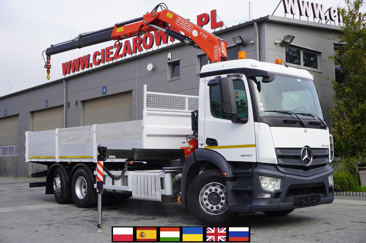 MERCEDES-BENZ Antos 2540 / Flatbed 15 EPAL / Fassi F165 / 6.1 t / 8 m reach / remote control / rotator / 1600 MTH / steered axle - Camião de caixa aberta/ Plataforma, Camião grua: foto 1 MERCEDES-BENZ Antos 2540 / Flatbed 15 EPAL / Fassi F165 / 6.1 t / 8 m reach / remote control / rotator / 1600 MTH / steered axle - Camião de caixa aberta/ Plataforma, Camião grua: foto 1