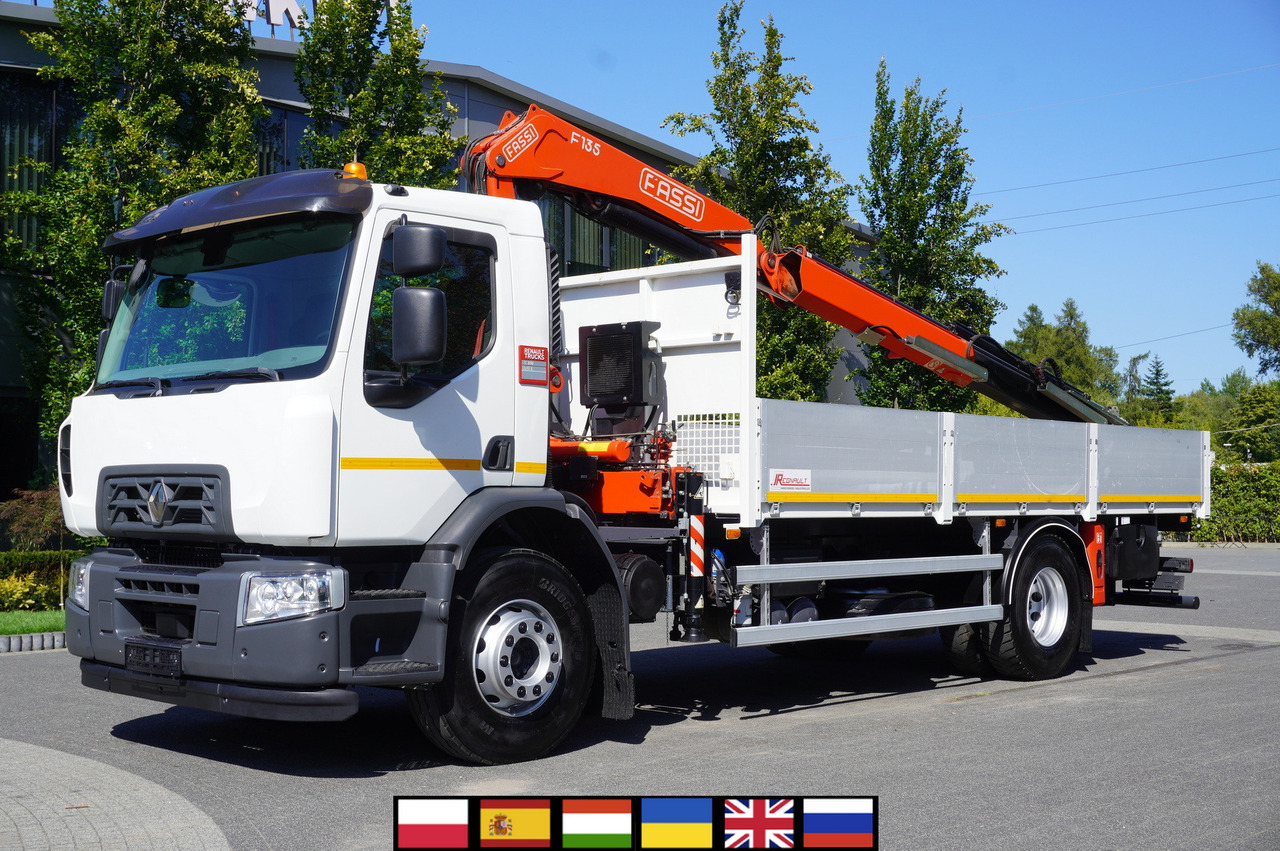 RENAULT C280 DTI 8 / FASSI crane 5.6 T / range 8 m / Flatbed 15 EPAL - Camião grua: foto 1 RENAULT C280 DTI 8 / FASSI crane 5.6 T / range 8 m / Flatbed 15 EPAL - Camião grua: foto 1