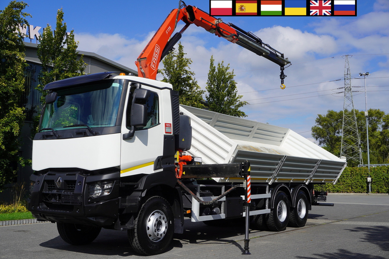 RENAULT K380 6×4 / FASSI F175 crane 7.85 t / 120 thousand km! / 2-sided tipper - Camião grua: foto 1 RENAULT K380 6×4 / FASSI F175 crane 7.85 t / 120 thousand km! / 2-sided tipper - Camião grua: foto 1