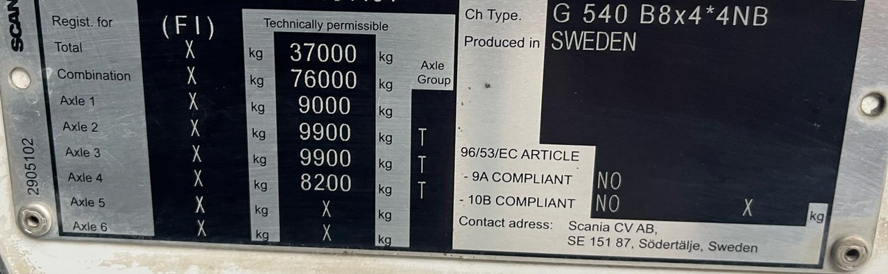 Camião grua Scania G540 8x4 / Chassis 8.7 m / Steered axle / 2021: foto 14 Camião grua Scania G540 8x4 / Chassis 8.7 m / Steered axle / 2021: foto 14