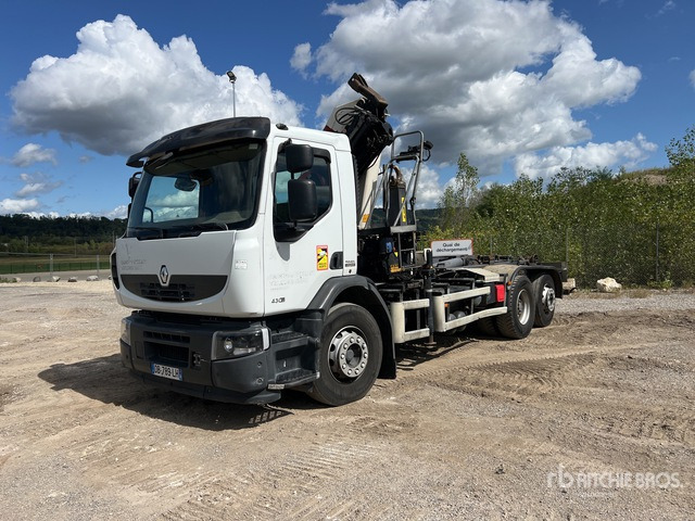 2013 Renault Premium Lander 430DXi 6x2 Camion Ampliroll Avec Grue ... Roll-Off Truck - Camião polibenne: foto 1 2013 Renault Premium Lander 430DXi 6x2 Camion Ampliroll Avec Grue ... Roll-Off Truck - Camião polibenne: foto 1